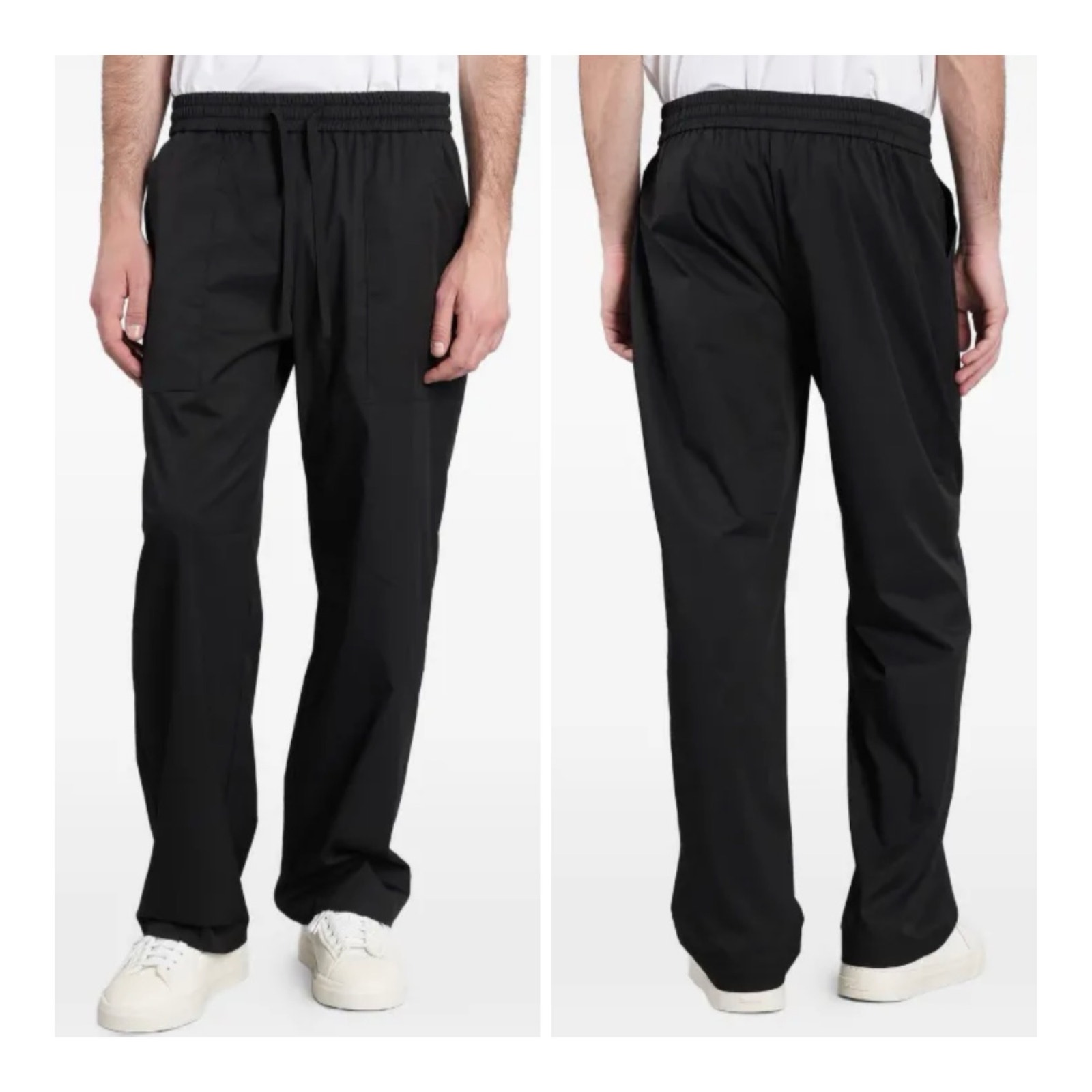 Alpha Studio Drawstring Elastic Waist Cotton Straight Leg Trouser Pant It46 Xs